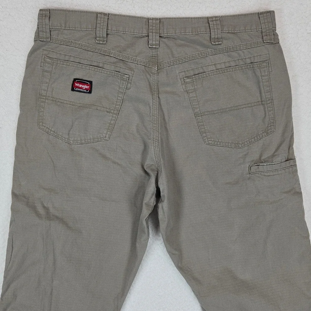 Wrangler Workwear Pants Mens 38x32 Khaki Tan Ripstop Utility Carpenter Trousers